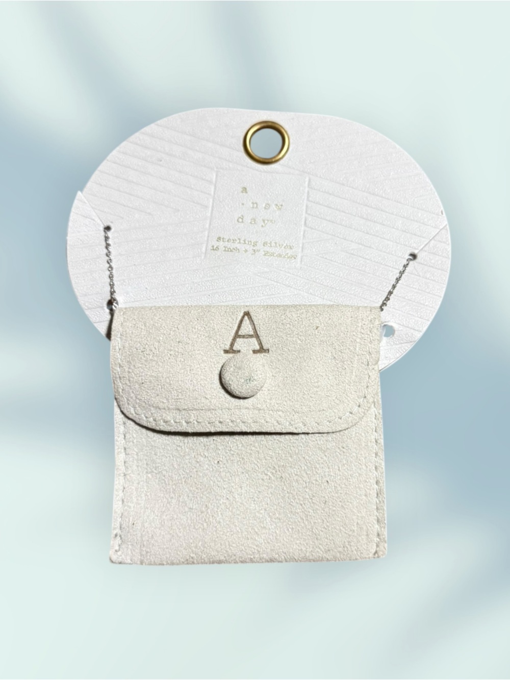 a new day Monogram Necklace “A” with suede case